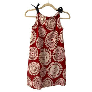 Hanna Andersson Dress Size 140  Pillowcase Red White Blue Shoulder Tie